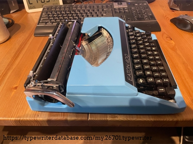 left side of the typewriter. the carriage lock is where the line spacing lever is. Move away from the topmost position of unlock the carriage. left side of the typewriter. the carriage lock is where the line spacing lever is. Move away from the topmost position of unlock the carriage.