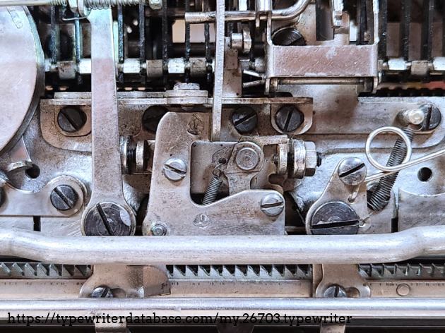 A photo showing some of the escapement works. A photo showing some of the escapement works.