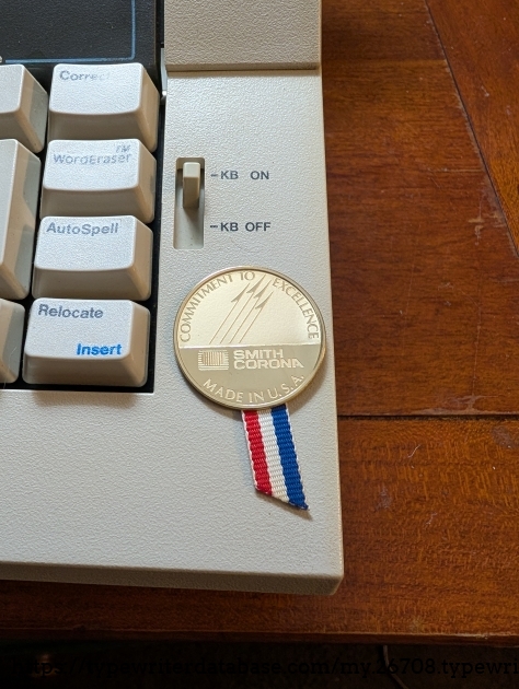 Cool little Smith Corona badge, also the knob above it controls the keyboard for some reason. Cool little Smith Corona badge, also the knob above it controls the keyboard for some reason.