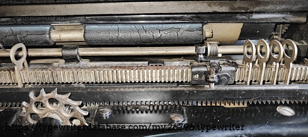 Detail showing the 5 tab stops that came with this machine.  My other Woodstock Model 5, #B-29702, came with only two.