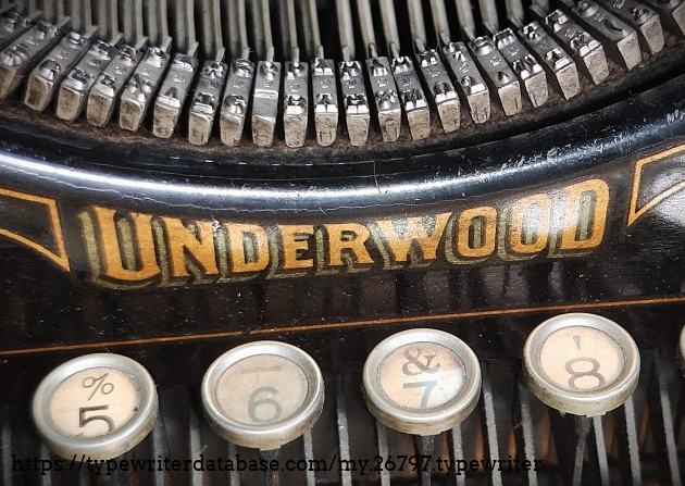 Underwood decal above the keyboard.