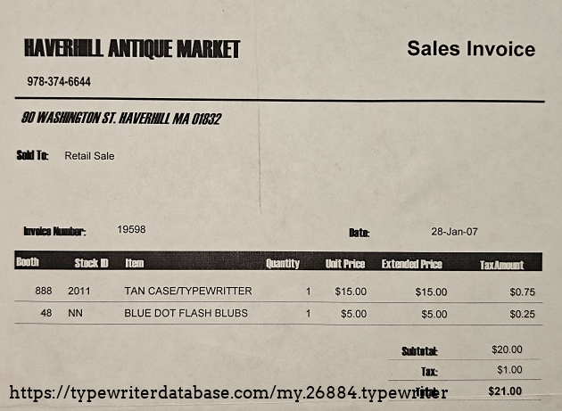 Sales receipt.