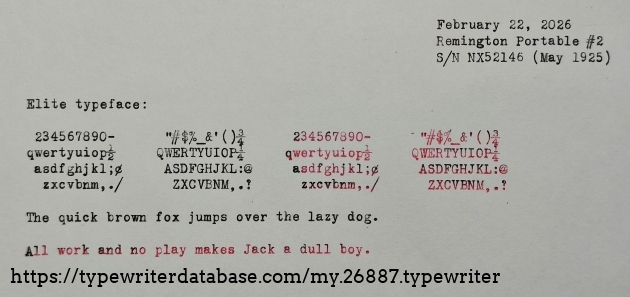 New typing sample, 2/22/2026.