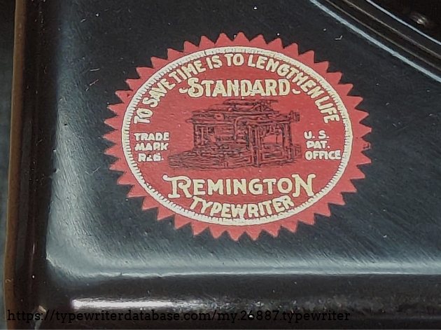 Detail of Remington Typewriter graphic decal.