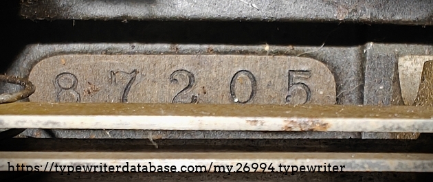 Serial Number.  The carriage rail serial number is shown below in a separate photo.