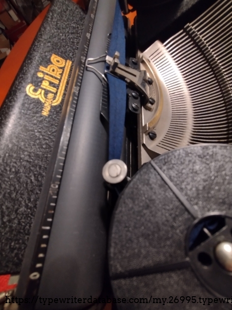 Lovely blue ribbon from a register machine.