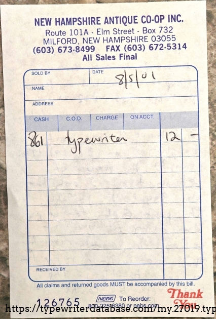 Sales receipt from August 2001 - 24.5 years ago as of this writing!