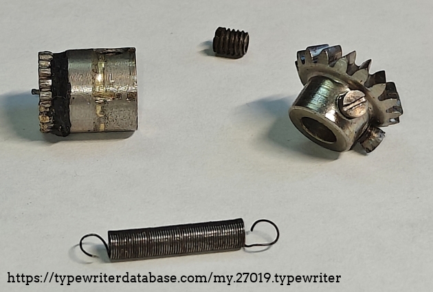 Ribbon advance mechanism parts, some of which I obtained from Mr. & Mrs. Typewriter in the UK in a parts purchase for several of my machines.  A job yet to do!