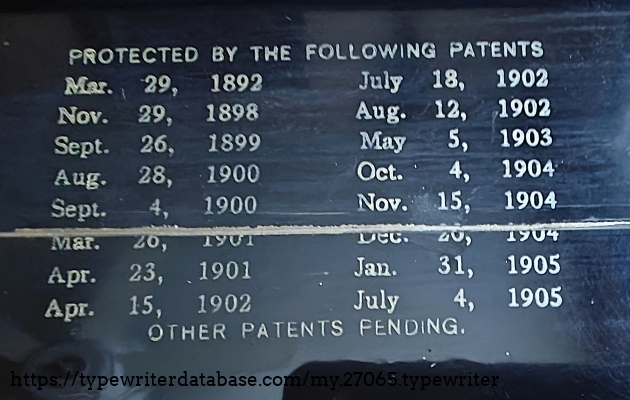 Patent list on back of paper table.