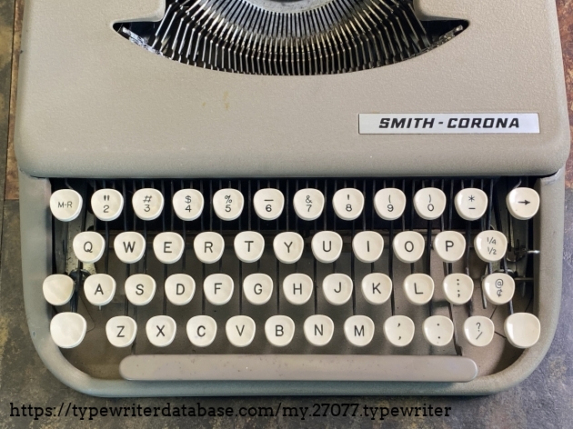 Top view of keyboard and ribbon spool cover.