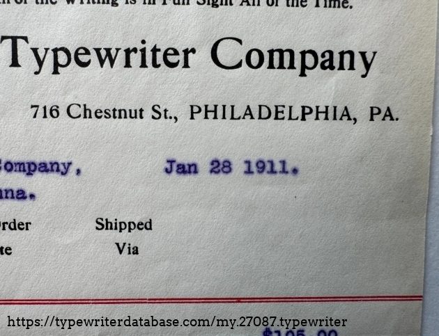 Upper right corner detail of the sales slip.