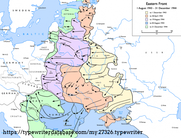 The evolution of the eastern front from August 1943 to December 1944