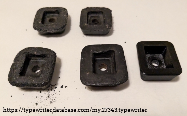 The old feet compared to one of the new 3D printed feet.