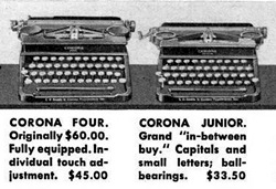 Detail from a Dec, 1934 ad showing the Four Improved and Junior.