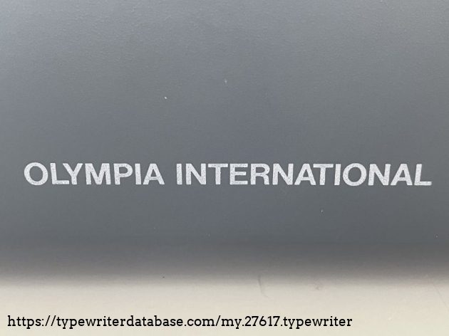 Detail: organisation decal on typewriter rear