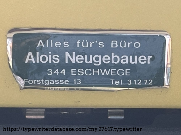 Detail: vendor badge; the company no longer exists in 37269 Eschwege, Germany