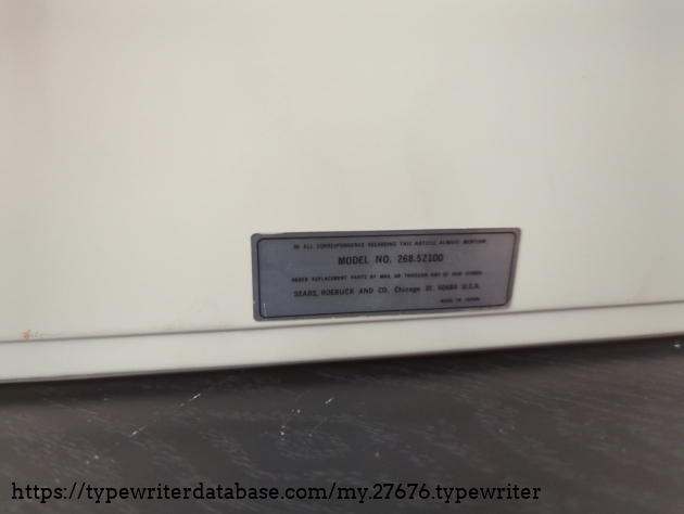 Label on bottom of machine.