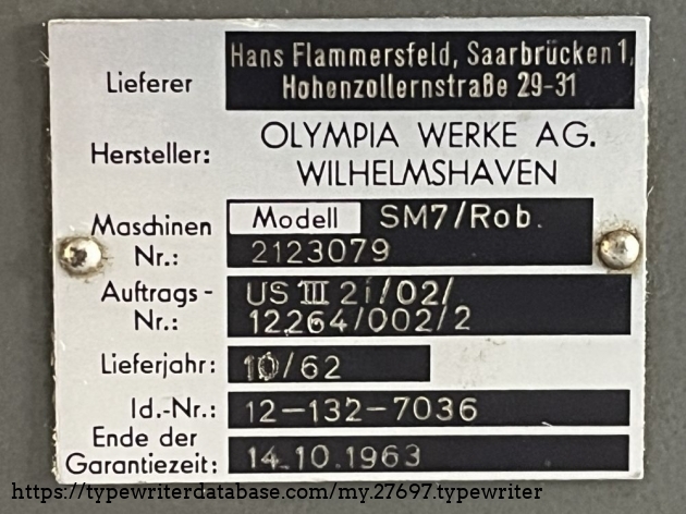 Detail: rear model plate