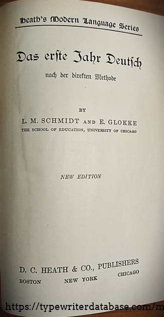 Schmidt and Glokke title page.