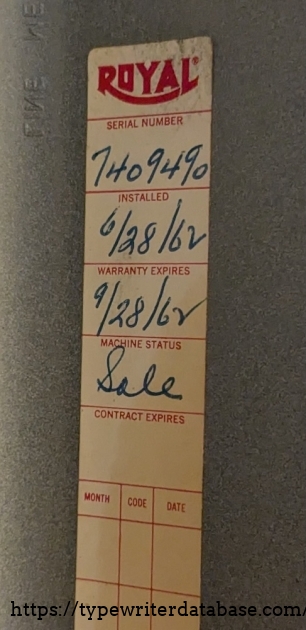 Sales and service tag. Note that it included a three month warranty.