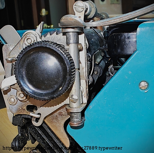 Detail showing carriage lock mechanism, left side.