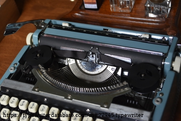 Typewriter with cover off.