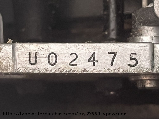 Detail: serial no. U 02.475; I was wondering if this alternatively could mean "UO" for Underwood-Olivetti, but the complete company merge came later, I think.