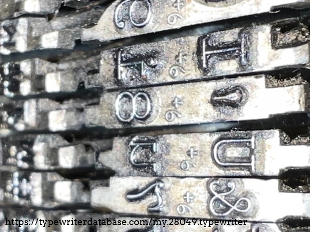 Note the double-decker of slugs, since each typebar has two keys worth of letters.  Apparently the "6" denotes Union Foundry, UT 18 - Remington Pica, in 10 cpi.