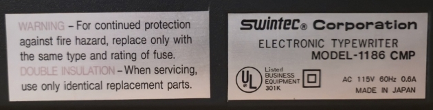 Rear Warning & Model Label
