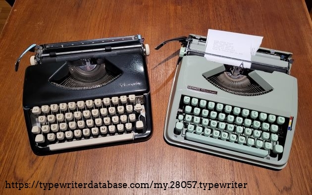 These are the two machines I bought from Richard Polt when he downsized his collection in May 2026: a 1960 Olympia SF and a 1967 Hermes Rocket with Greek keyboard and Roman capitals.