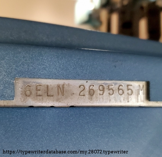 Serial Number - 6ELN 269565