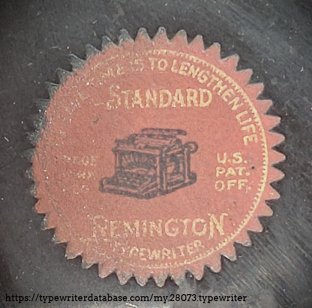 Typewriter decal, showing an earlier, smaller and simpler version of the image.