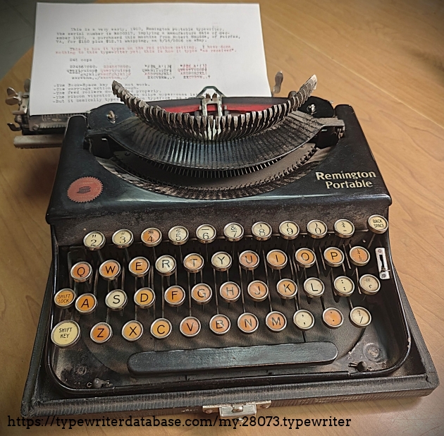 Typing sample inserted in machine.