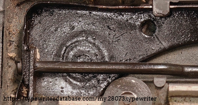 Aft left foot riser, from top, showing weld point.