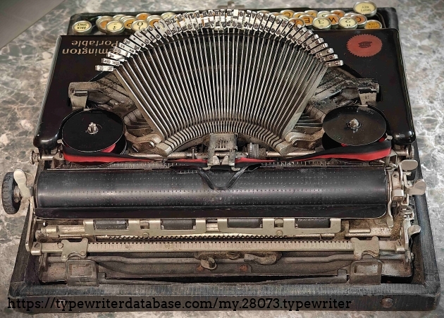 Rear view with typebars extended.