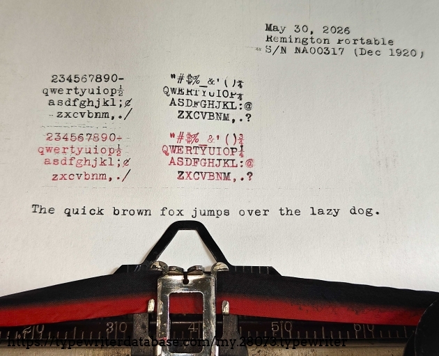New typing sample close-up.