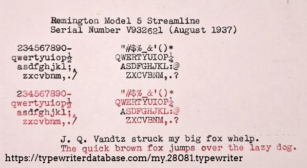 Typing sample.