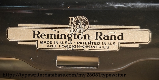 Rear detail of Remington-Rand decal.