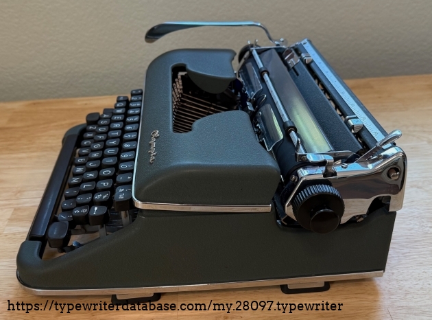 Side view of typewriter