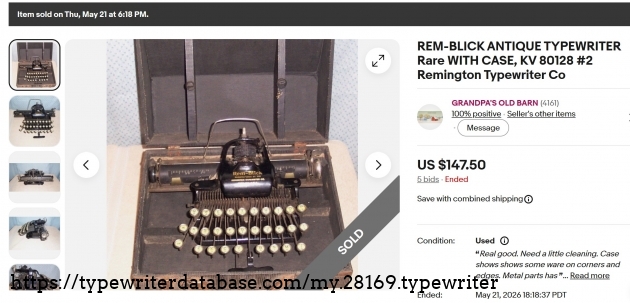 Original closed auction listing, indicating the original auction ended on 5/21/26.  The seller must have re-listed it today, 5/31/26, due to something falling through with the original sale.