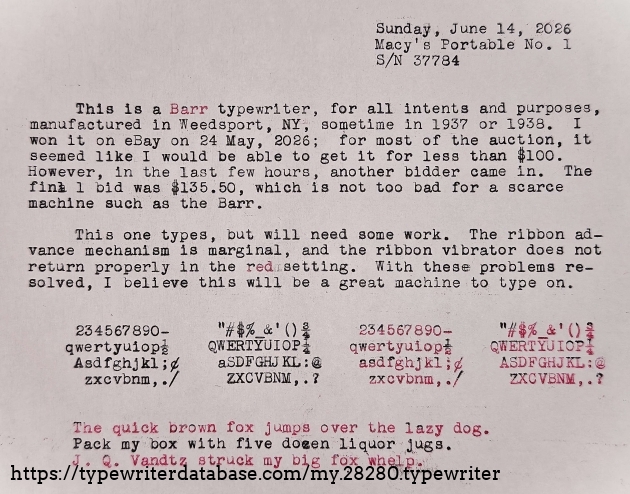 Typing sample.