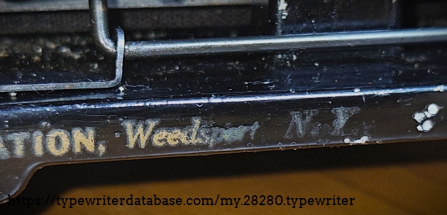 Close view of Weedsport decal (in poor condition).