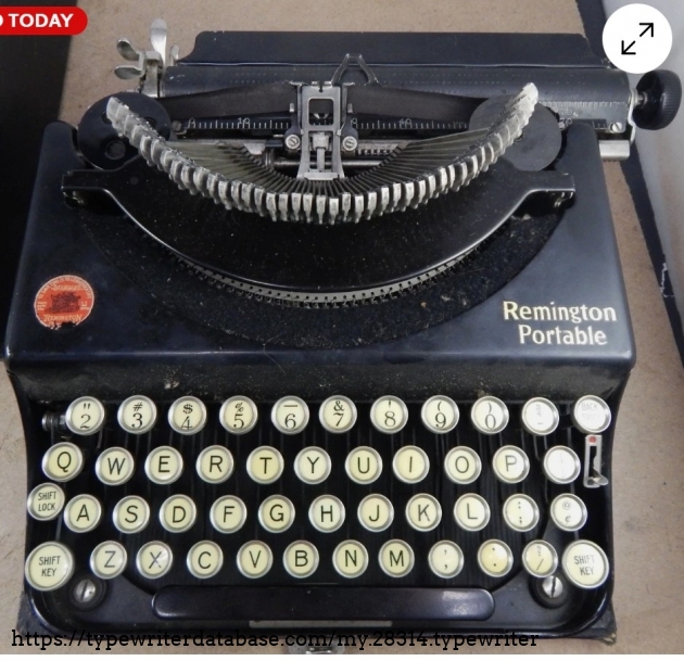 Front view with typebars extended.