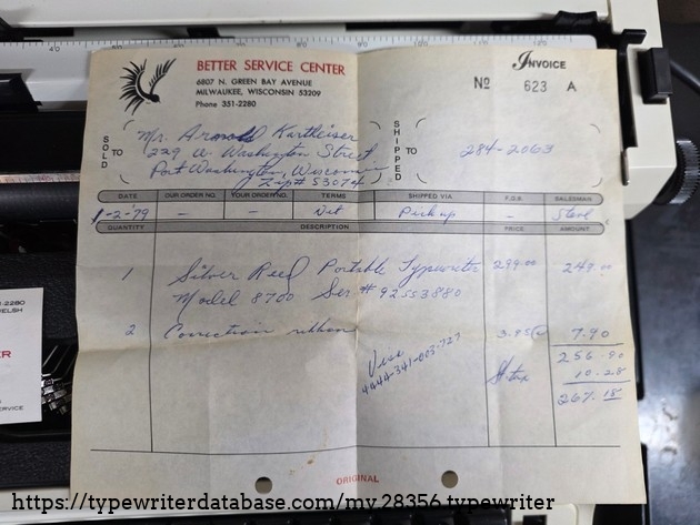 the original sales receipt