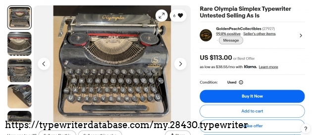 Main listing page on eBay.