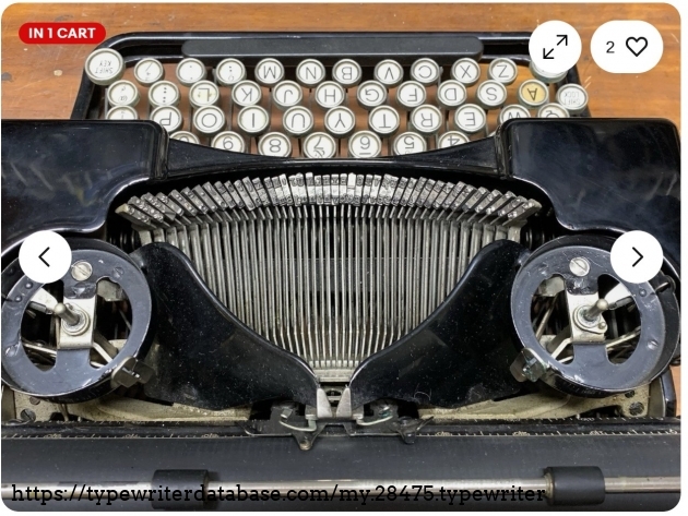 Type basket and keyboard, view from behind.