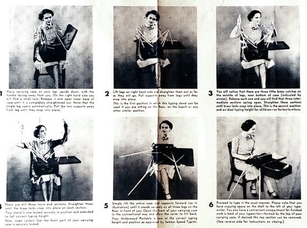 Underwood Instruction sheet for typing stand  (inner photo pages)