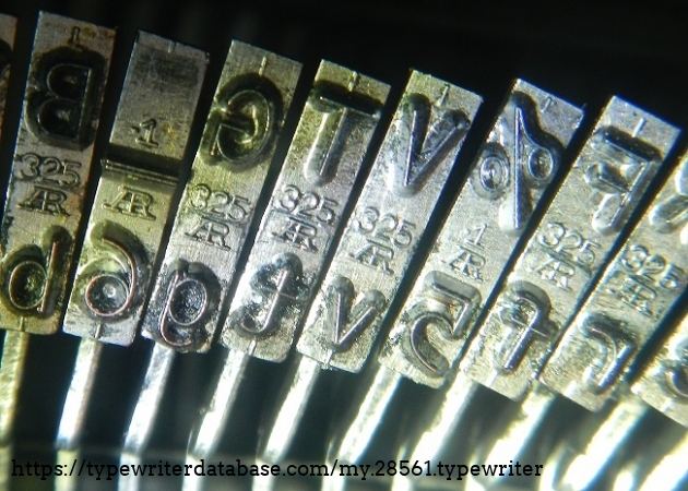 The typebars indicate the typeface is "325 AR" or "Pico-Block Ro 325" from Rarotype.