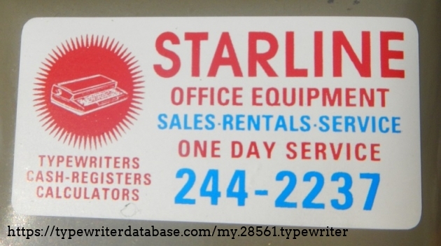 Shop sticker from a defunct local establishment.  It certainly types like it was expertly-reconditioned -- whch is to say, very very well.