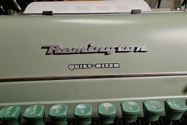 Quiet-Riter decal on ribbon spool cover.
